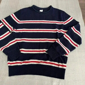 [M]Gap Rolled Neck Cream/ Red Stripes Navy Blue Wool  Blend Sweater
